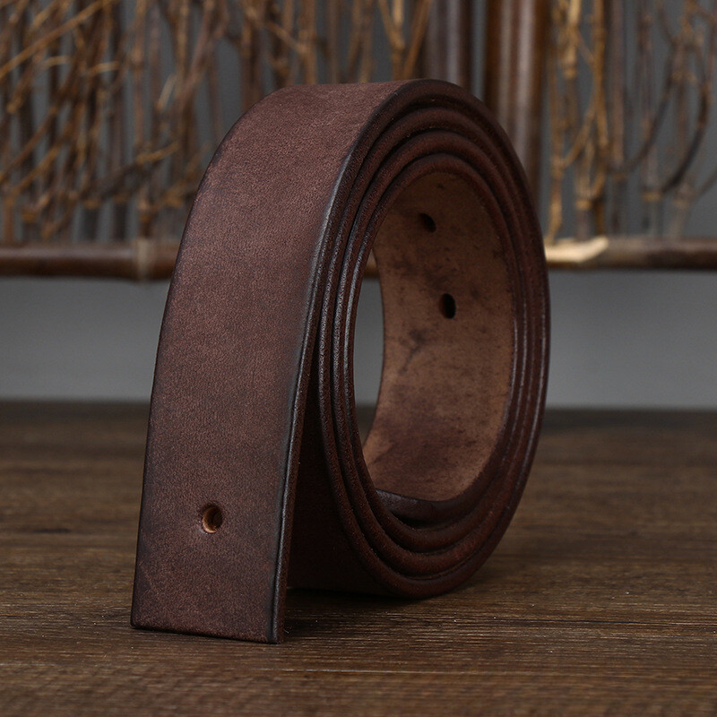 3.8cm Wide/5mm Thick Genuine Leather Belt Needle Buckle Men Cowhide No Buckle