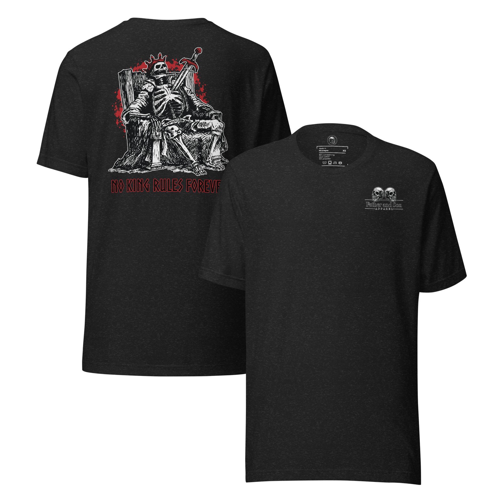 Skeleton King Throne Graphic Tee, Dark Fantasy Streetwear Shirt