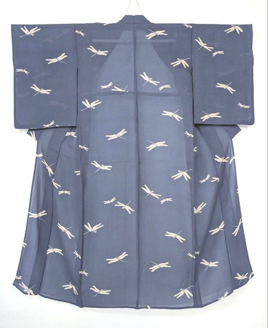 Silk Summer Kimono Ro Mon Small Pattern 150cm 64cm Tranquil Blue Dragonfly