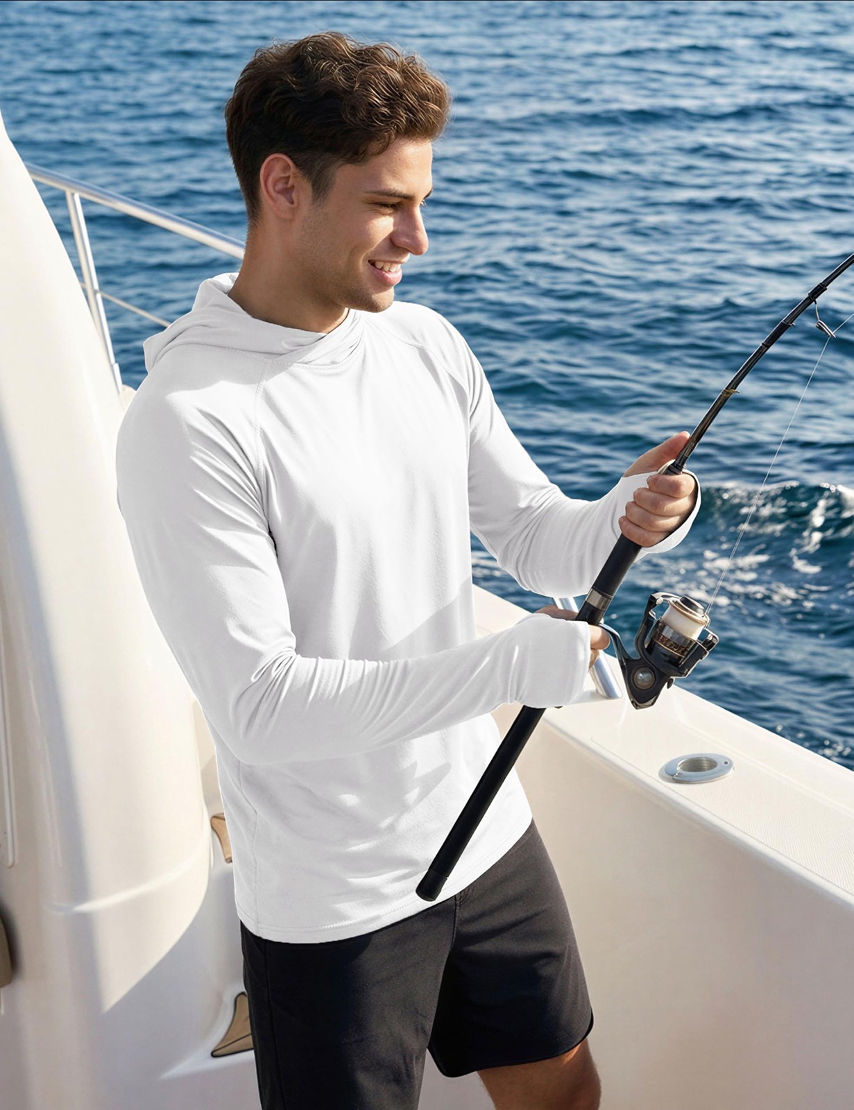 Men’s UPF 50+ Sun Protection Hoodies Quick Dry Long Sleeve Rash Guard T-Shirts