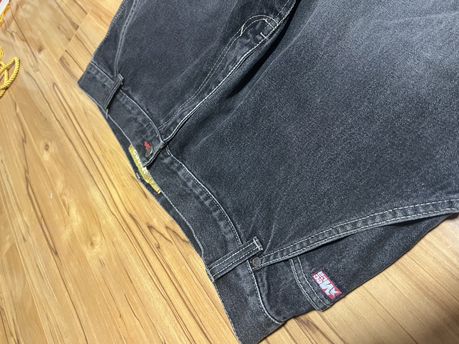 Mecca Men’s Black Dark Wash Relaxed Fit Cotton Denim Jeans Cargo Pockets