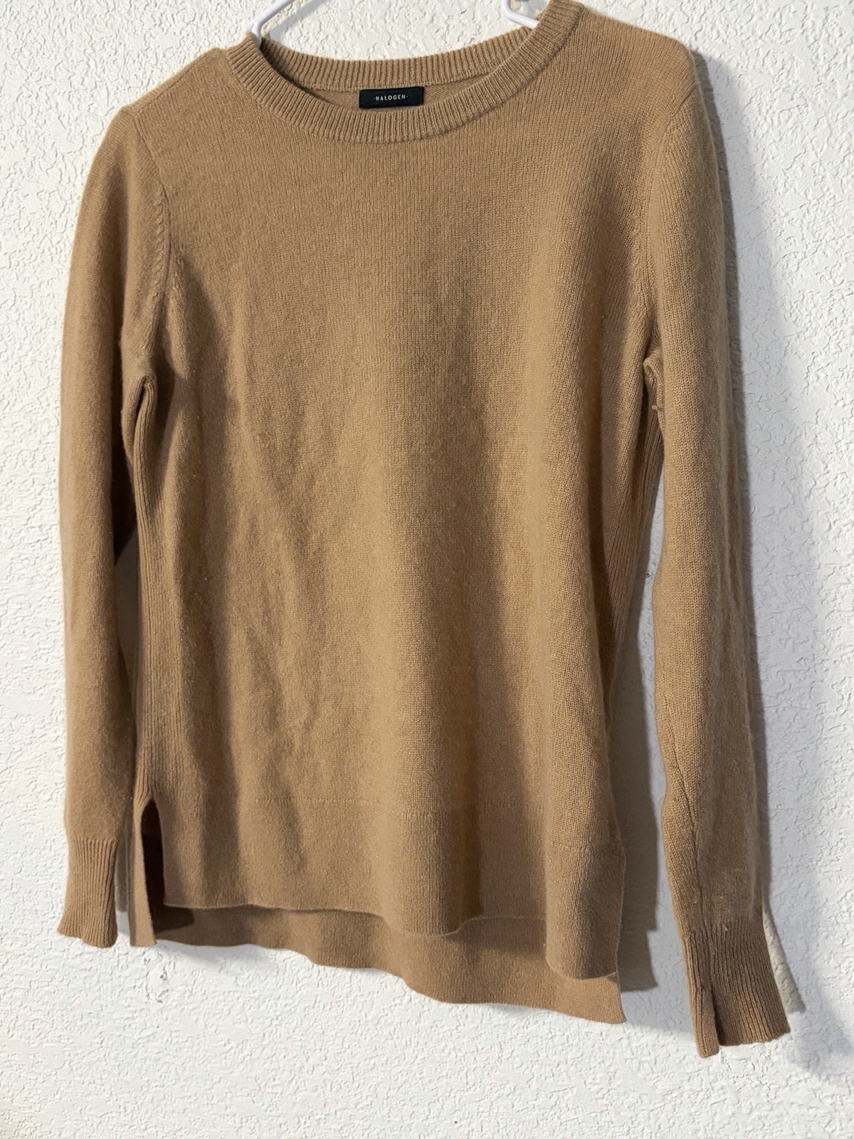 Halogen Women’s Cashmere Camel Color Long Sleeve Crew Neck Sweater Size S