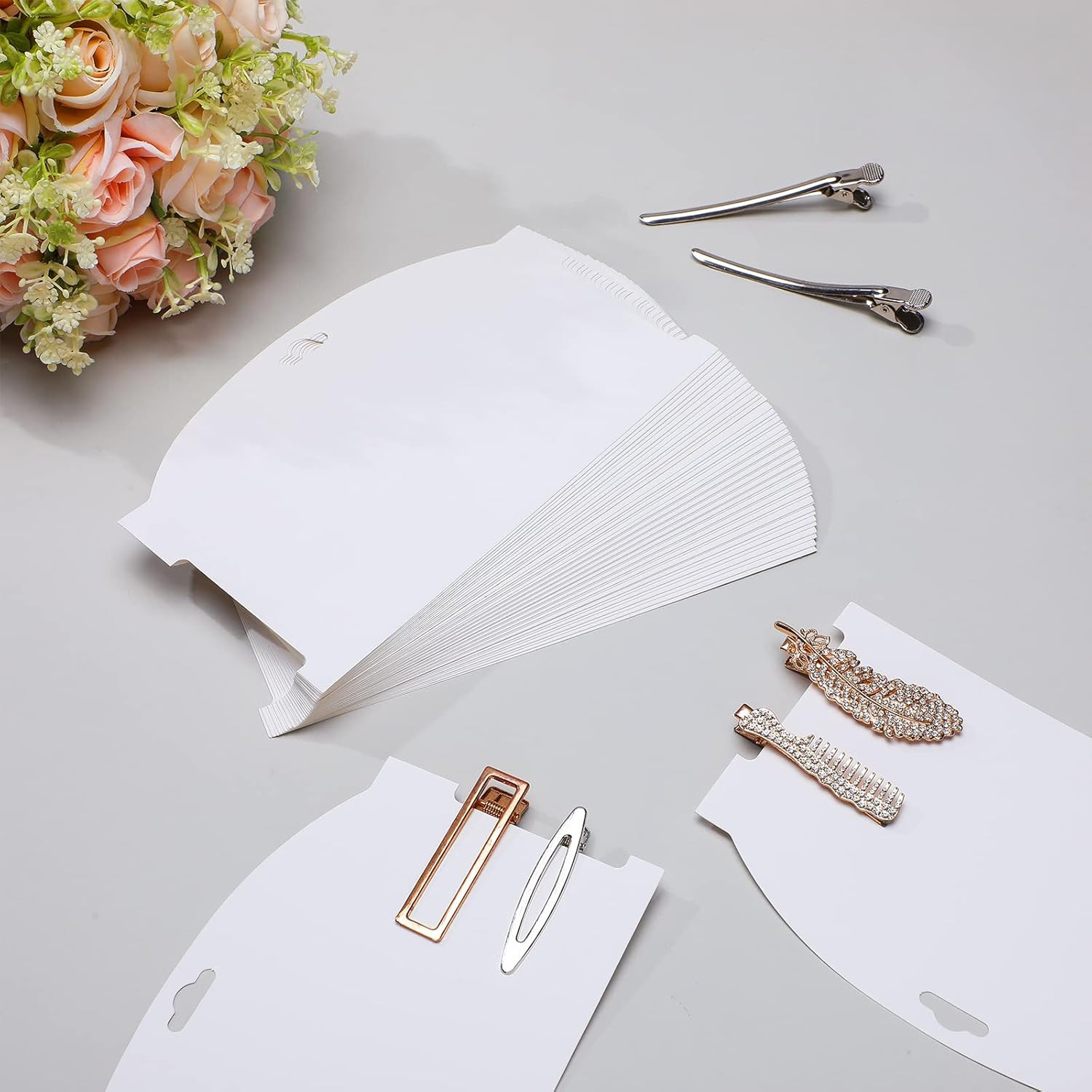50 Pieces Hair Clip Headband Display Cards 7.8 x 4.8 Inches Hair Bow Claw Clip H