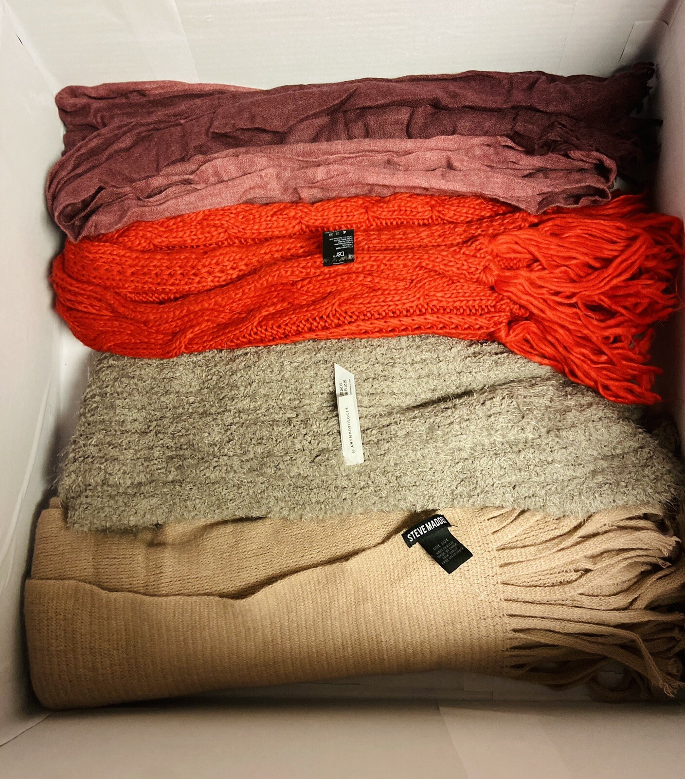 Lot Of 4 Scarves Assorted Colors Sizes, Length, Styles And Brand As Show In Pics
