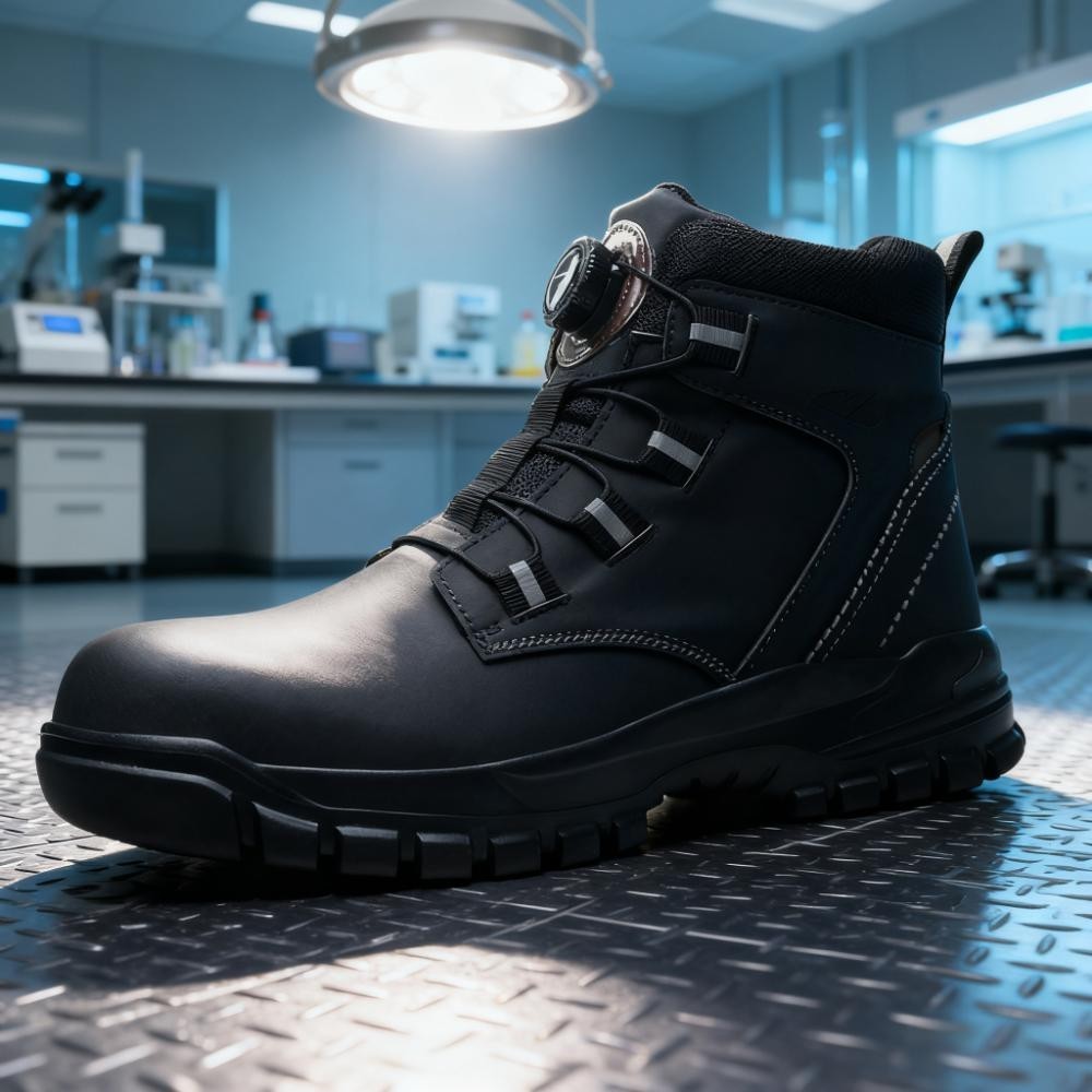 Waterproof Safety Boots Men Rotary Buckle Indestructible Steel Toe Work Boots