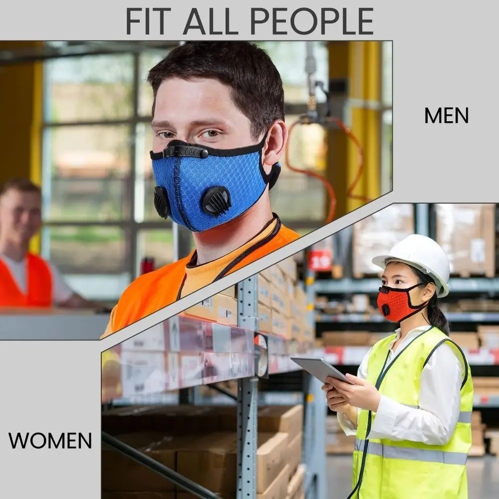 Mesh Sports Cycling Face Mask with Active Carbon Filter & Dual Breathing Valves