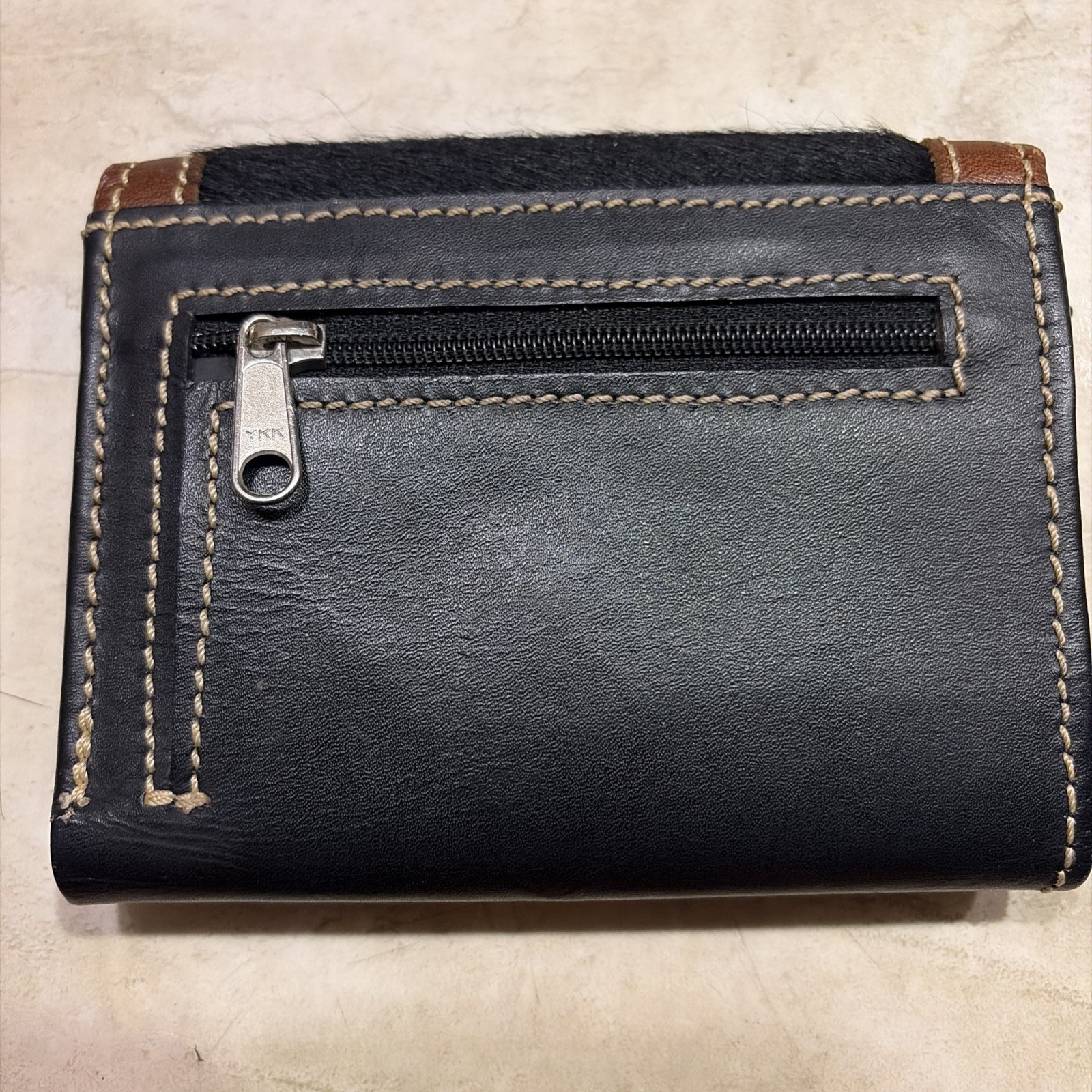 AMERICAN WEST Brown Genuine LEATHER Calf Hair-On Womens Wallet