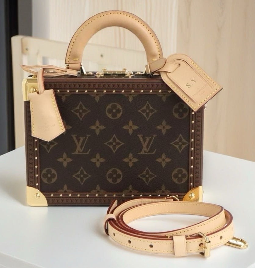 Louis Vuitton Monogram Box Trunk Crossbody Top Handle Lock, Brown/Beige
