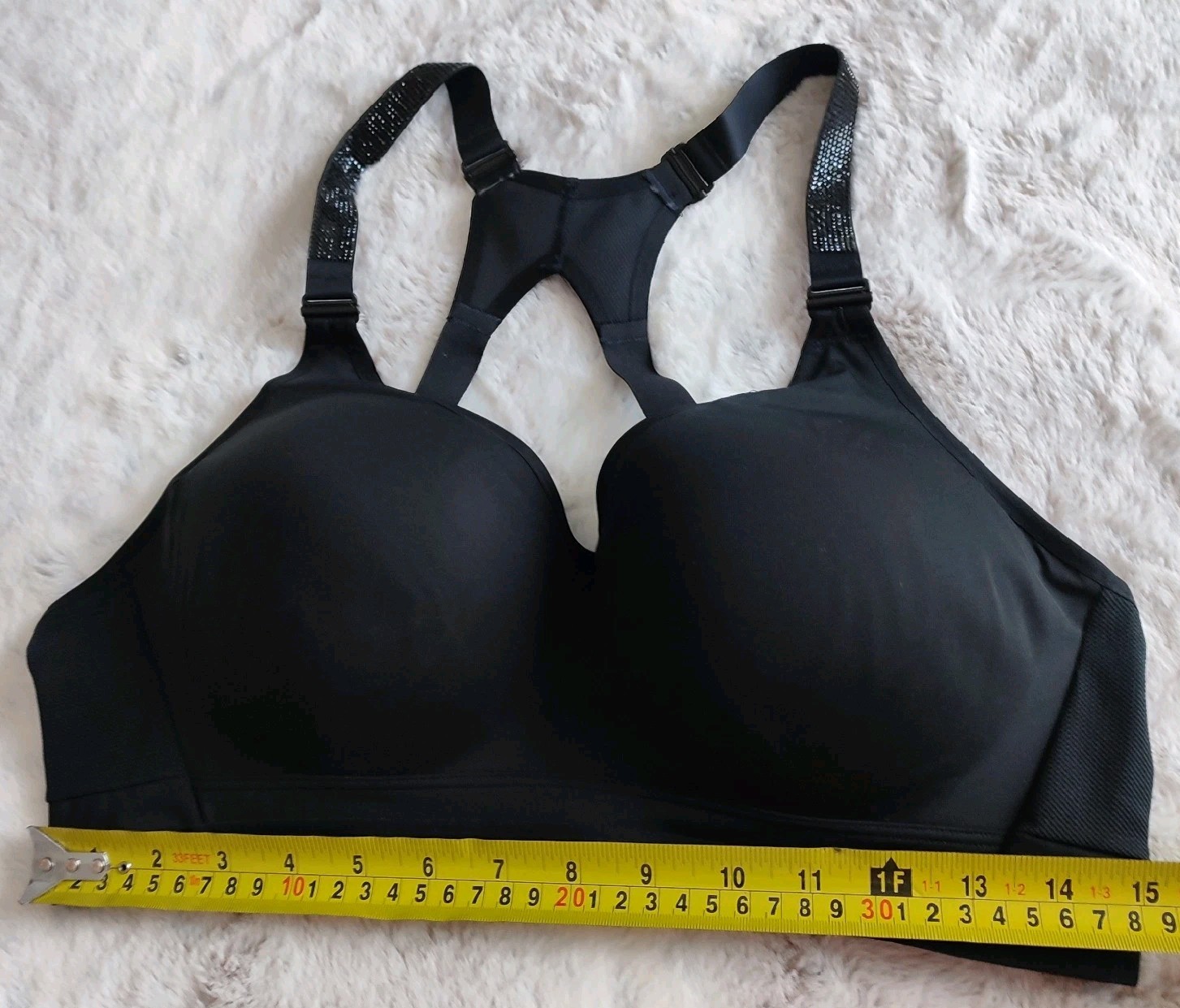 VS Incredible Max Sports Bra 38C Black High Support Rhinestone NWT
