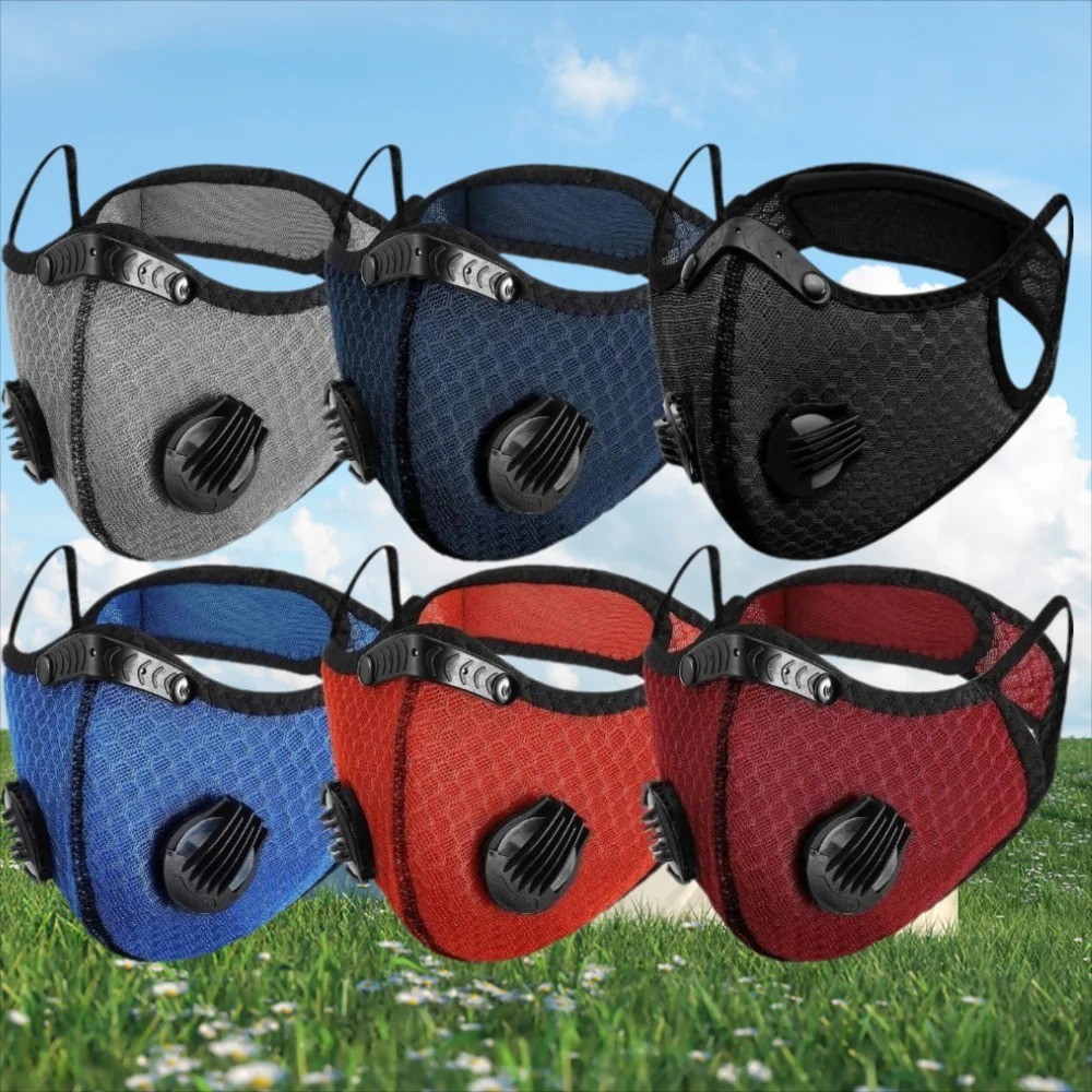 Mesh Sports Cycling Face Mask with Active Carbon Filter & Dual Breathing Valves