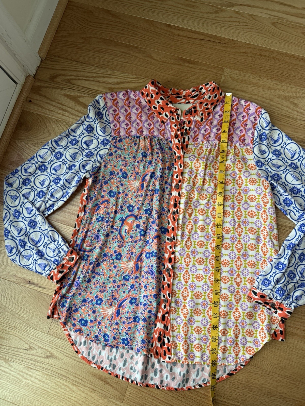 Anthropologie Maeve Bernadette Mixed Print Blouse Women’s Small Boho Top