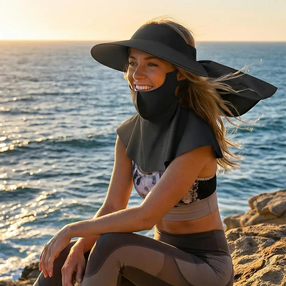 Sun Visor Face Mask Set Ice Silk Breathable Full Coverage Sun Protection Kit
