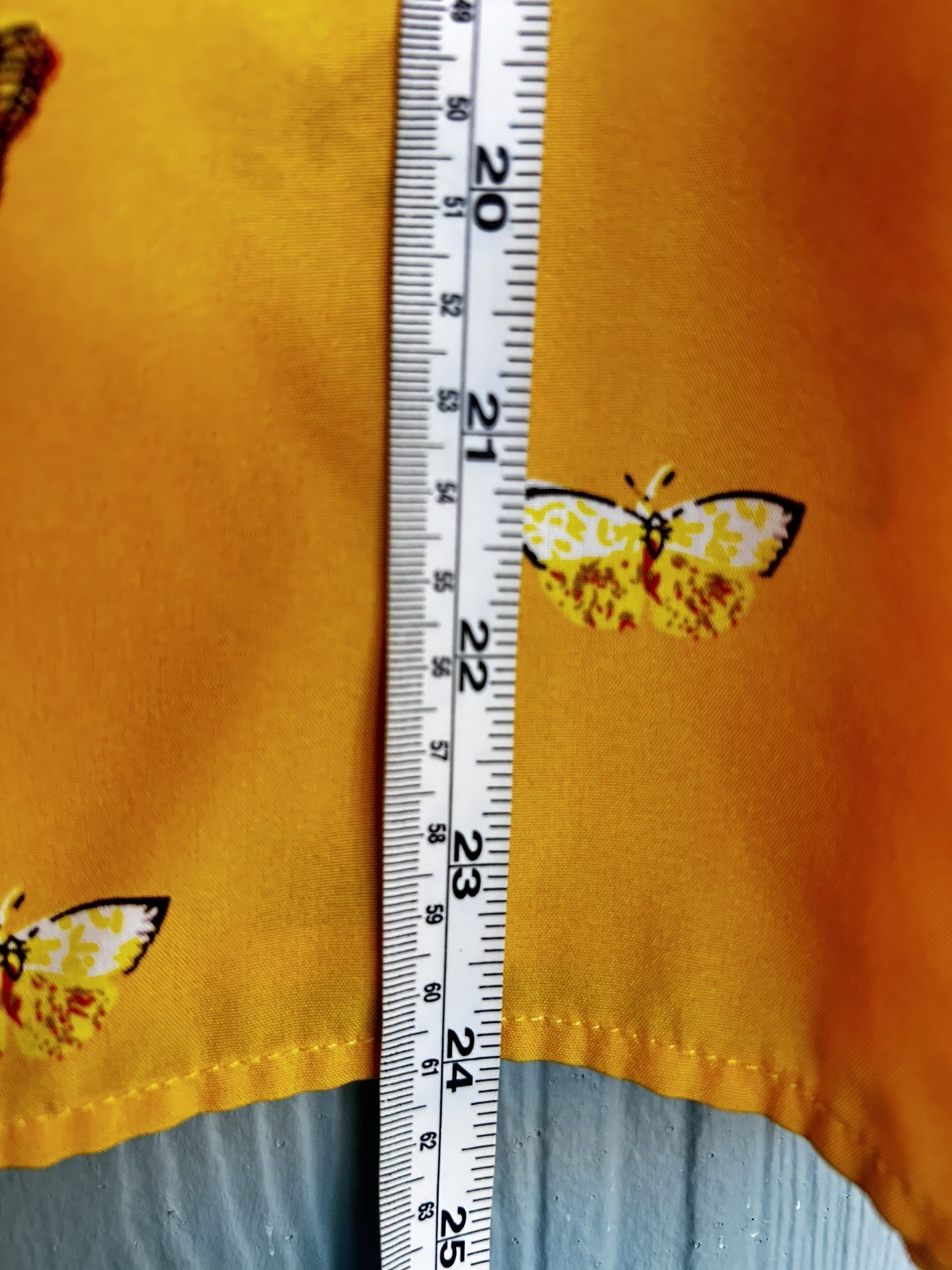 SHEIN Women’s Yellow Butterfly Print Round Neck Short Sleeve Blouse Size L