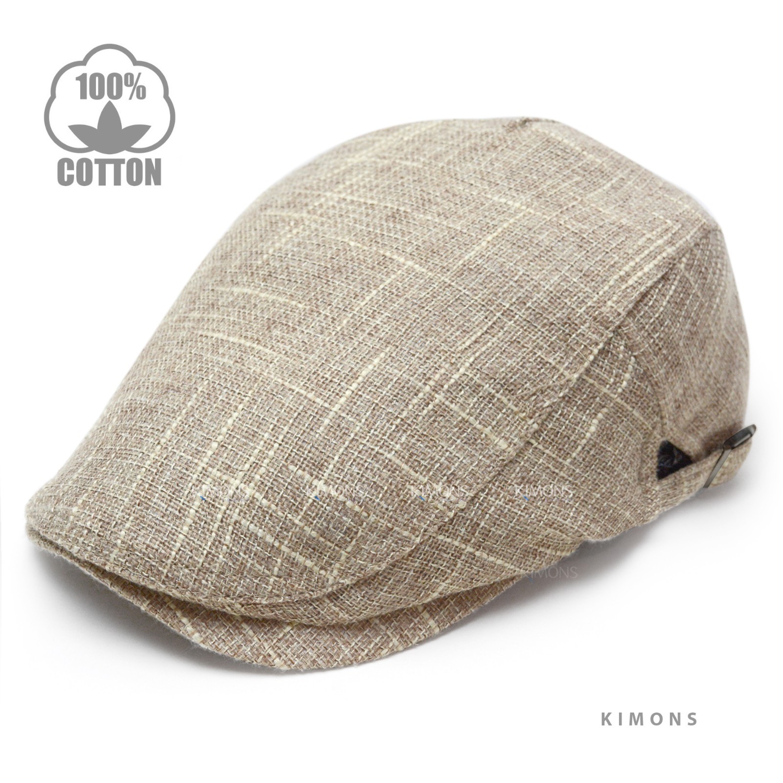 Mens Mesh Ivy Cap Summer Newsboy Flat Hat 100% Cotton Adjustable Khaki