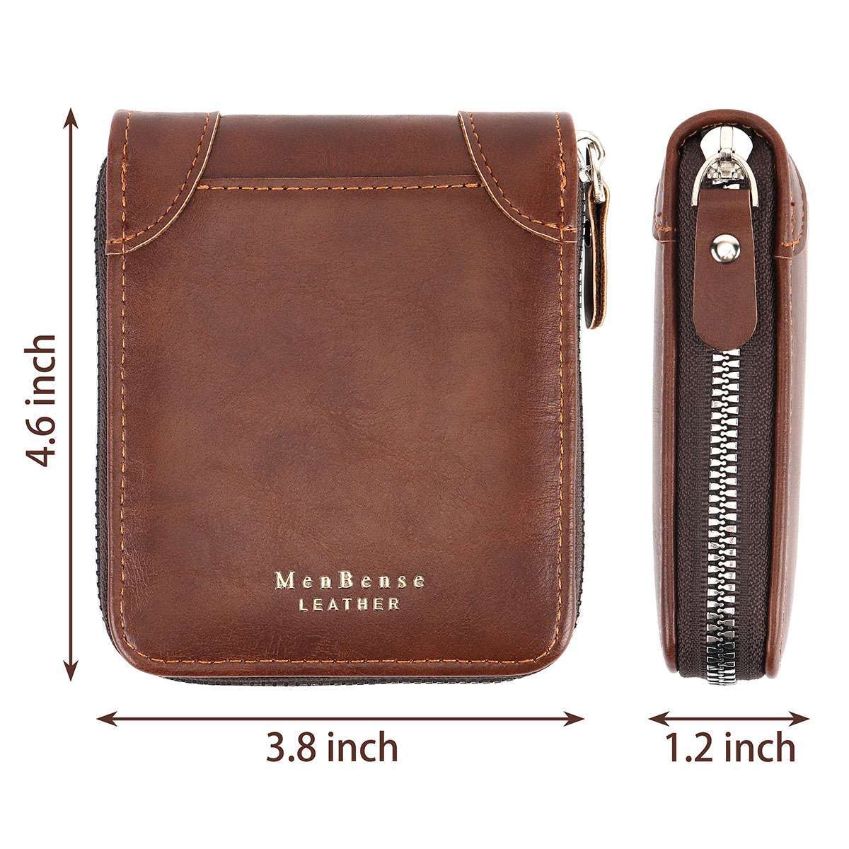 Mens RFID Blocking Leather Wallet Credit Card ID Holder Zipper Purse Waterproof