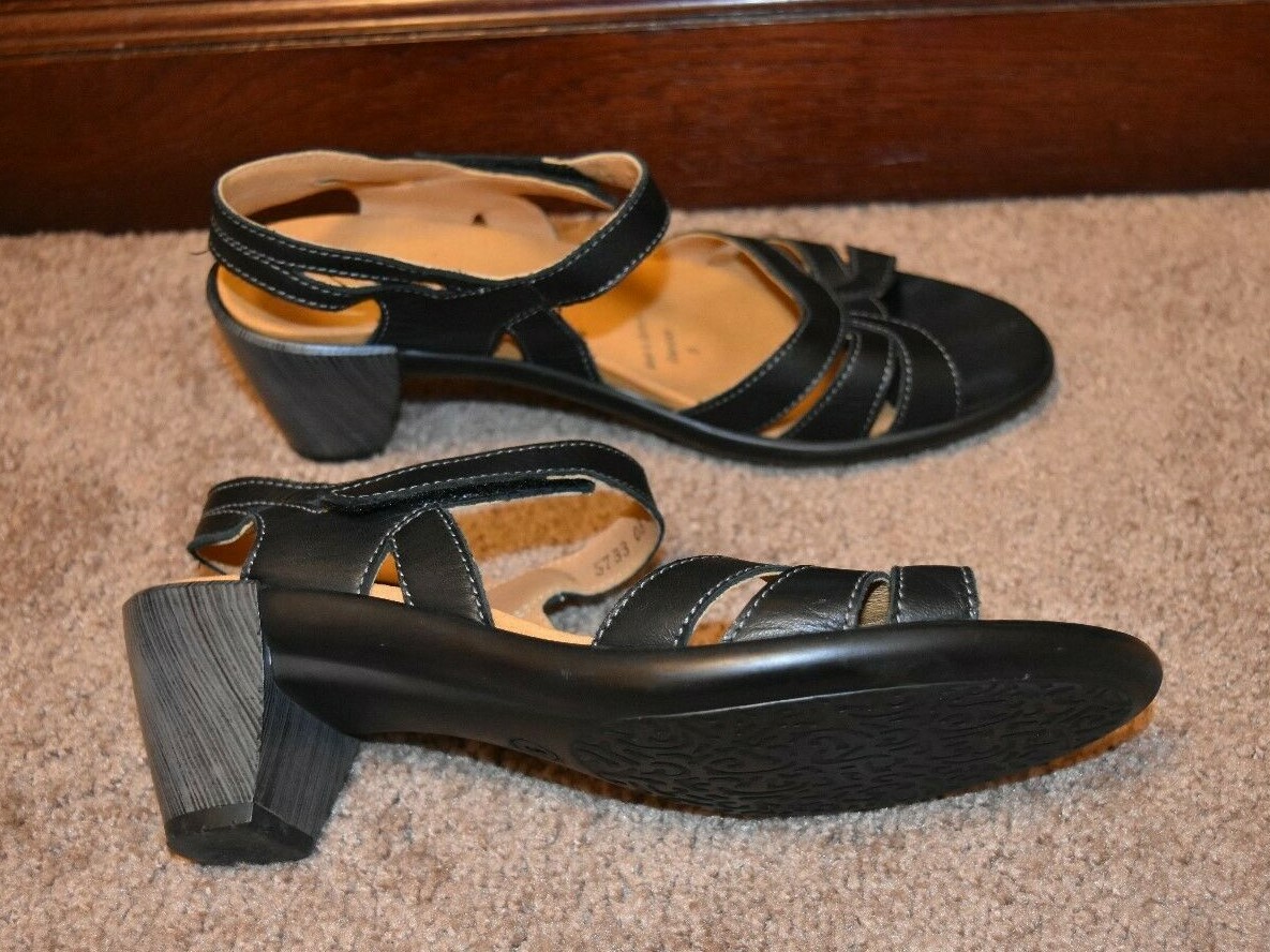 THERESIA M. by Naot women’s Black Leather SANDALS Sz 5 UK / 7 -7.5 US