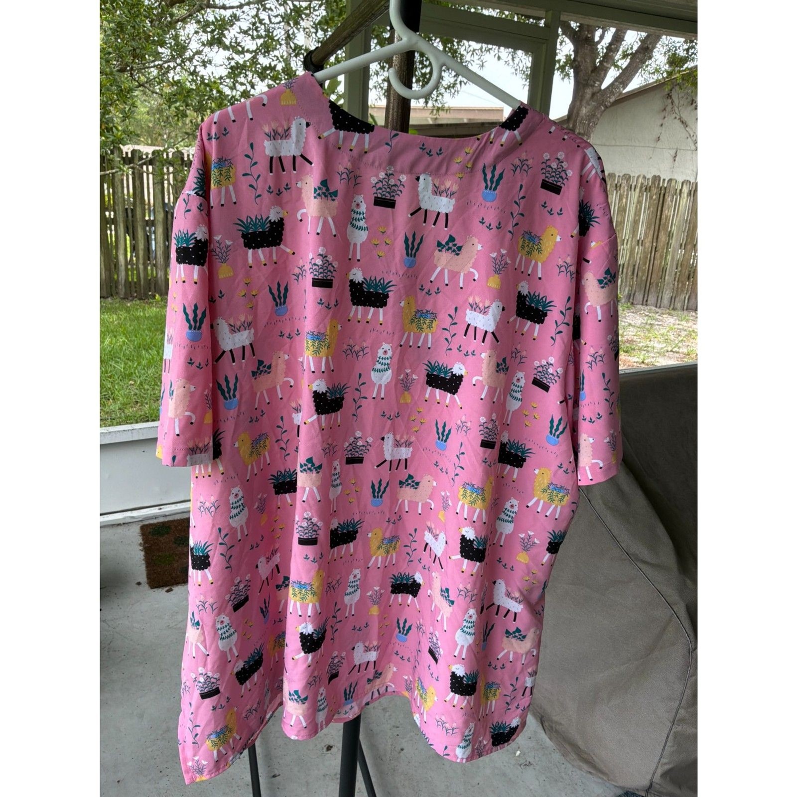 Saibel Scrubs 3XL Pink Lama Polyester Spandex Stretch Comfy Pockets