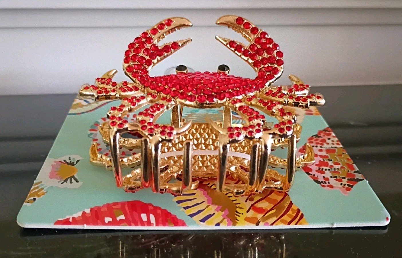 Piper K Large Red Crab Crystal Hair Claw Clip New!