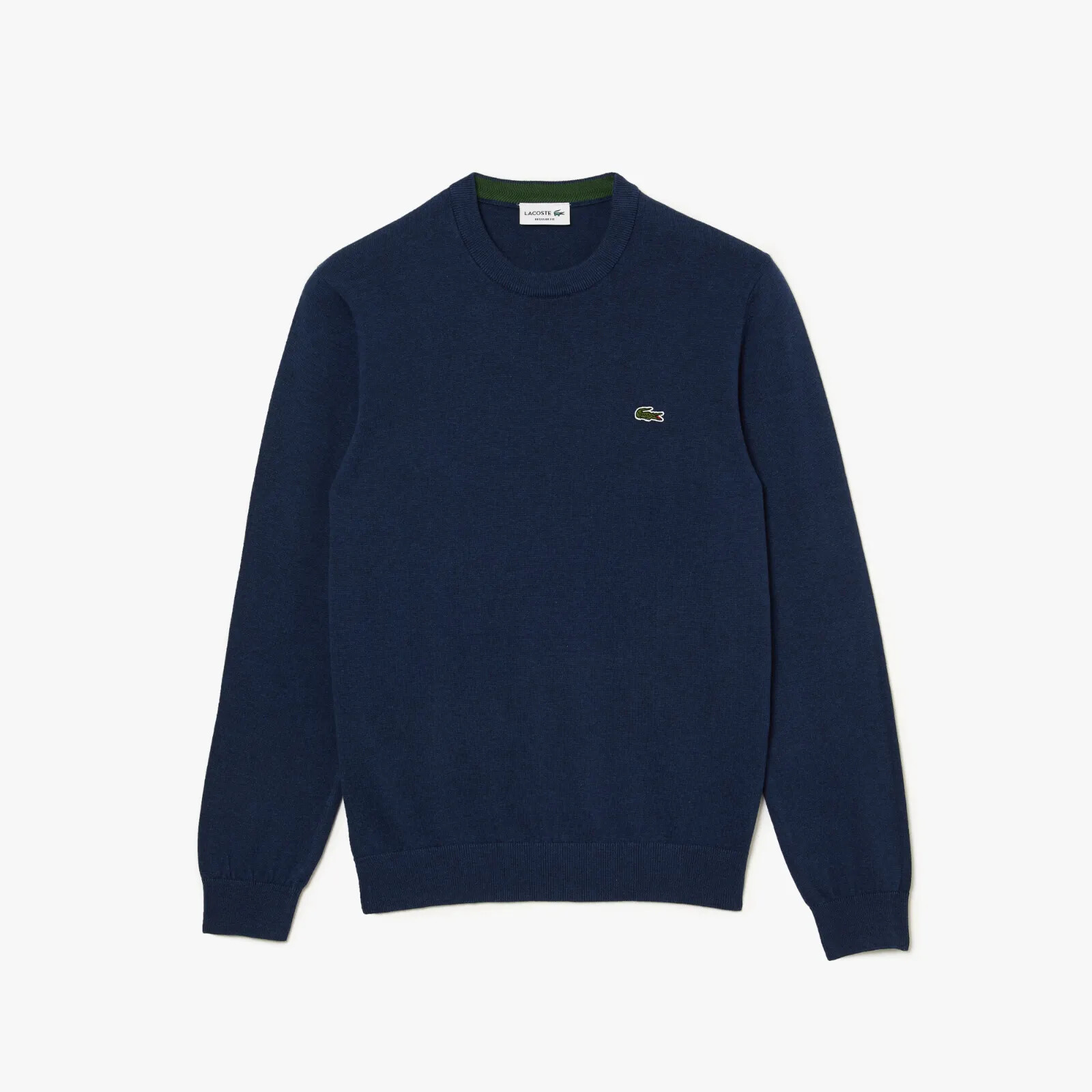 Lacoste Long Sleeve Regular Fit CREW-neck 100% Organic Cotton Sweater MENS NAVYX