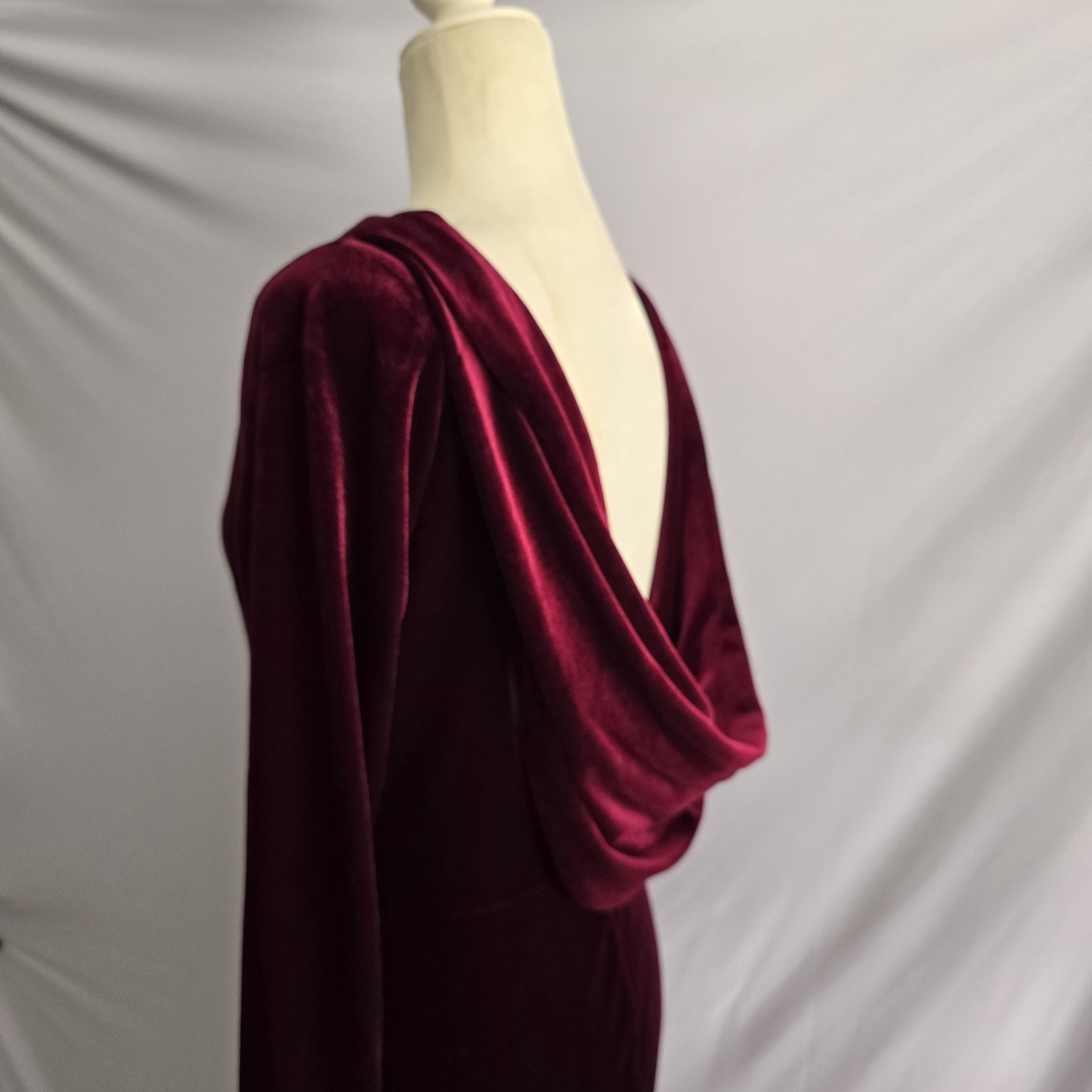 Whimsigoth Velvet Gown Size 10 Burgundy Draped Back Old Money Dark Feminine Core