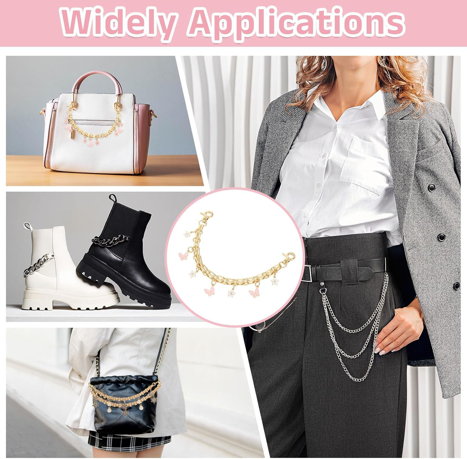 1Pcs 10″ Purse Extender Chain Strap, Bag Accessories Charm for Women Handbags Ha