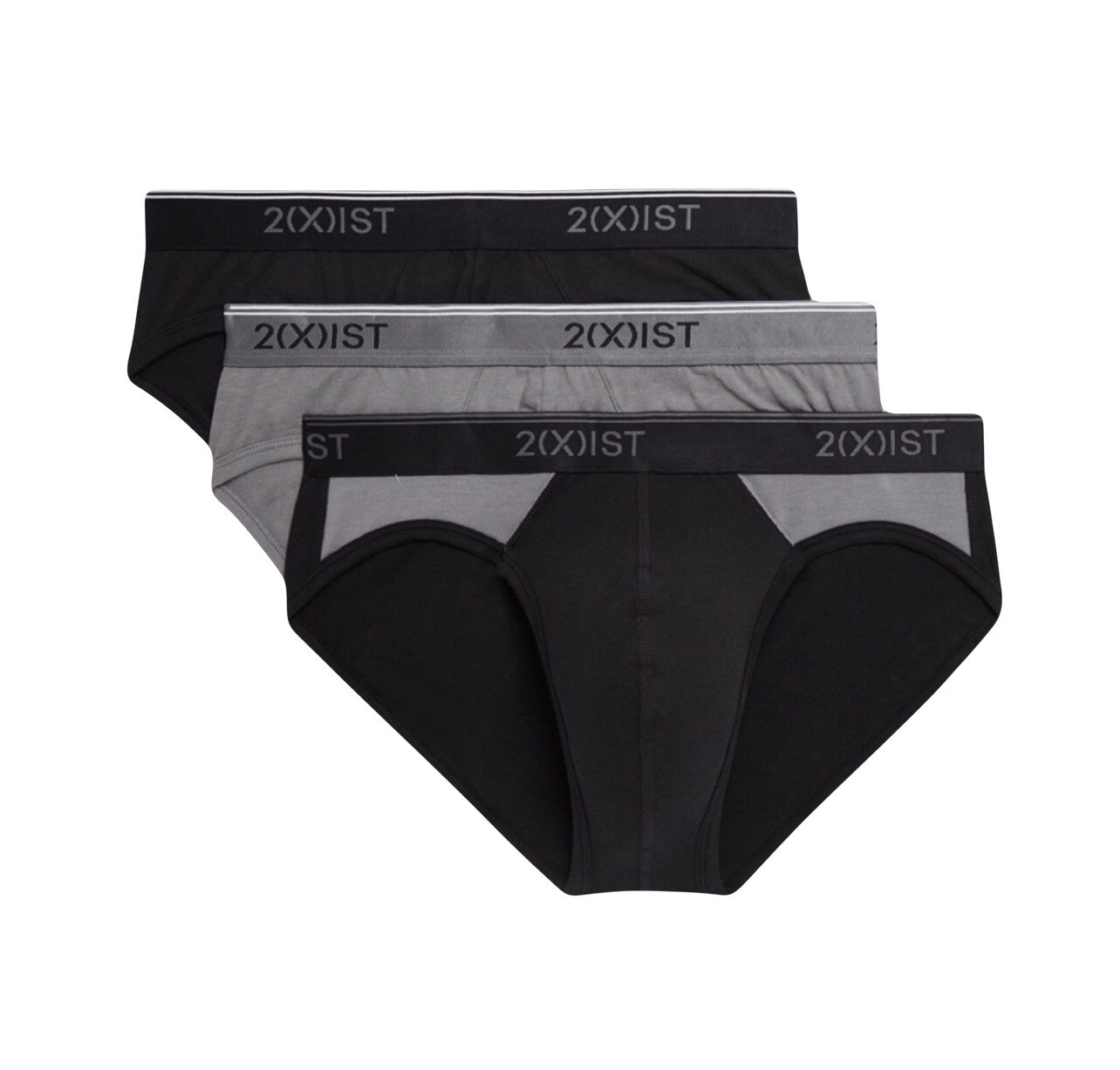 NWT 2(x)ist. 3 Pack. Breathable Stretch No Show Briefs. Black. MSRP $39.00