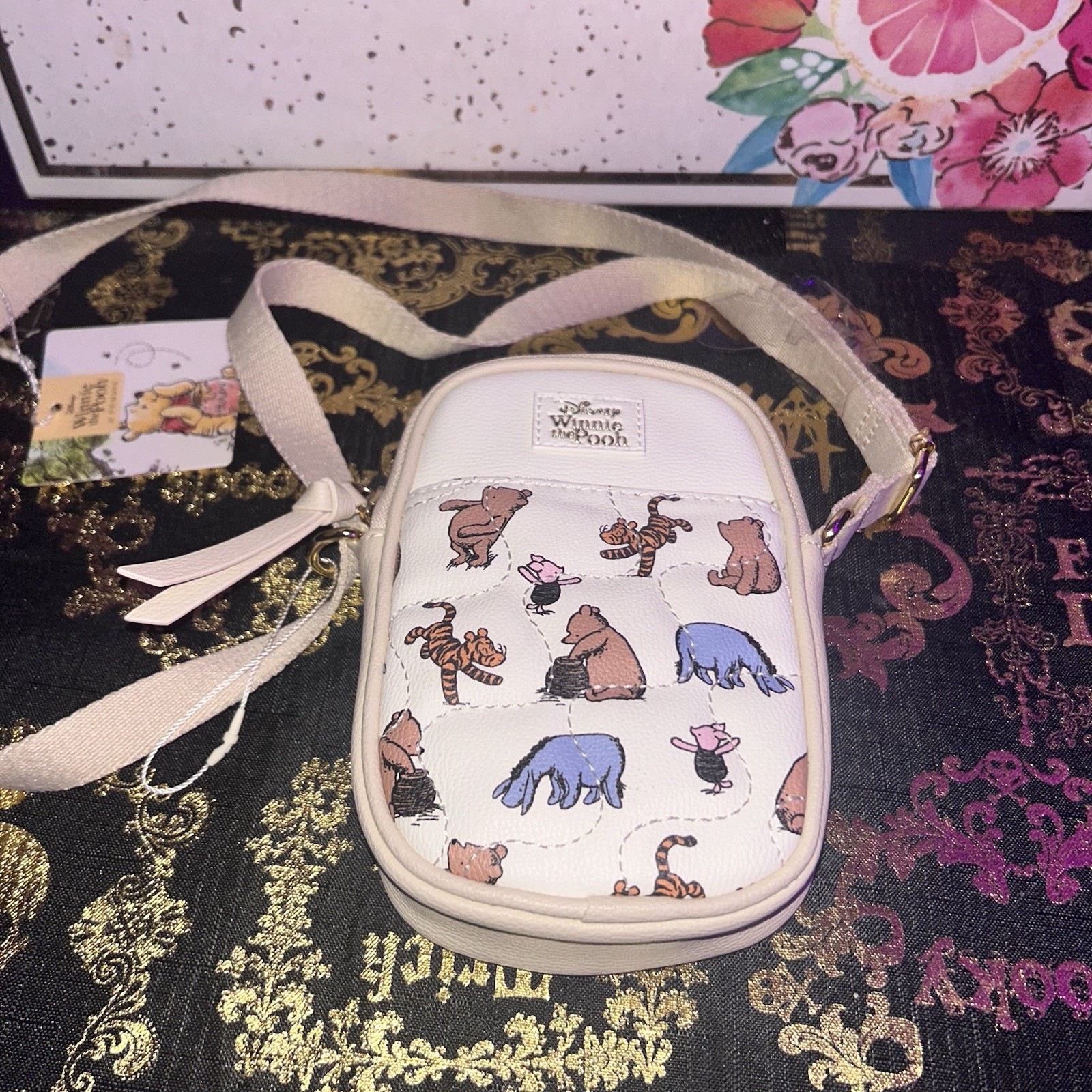 Disney Winnie The Pooh & Friend’s Crossbody Cellphone Bag With Chain New HTF