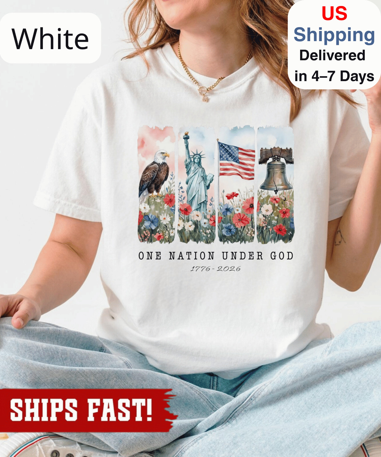 One Nation Under God Shirt, America 250 Anniversary, Patriotic Christian Fourth