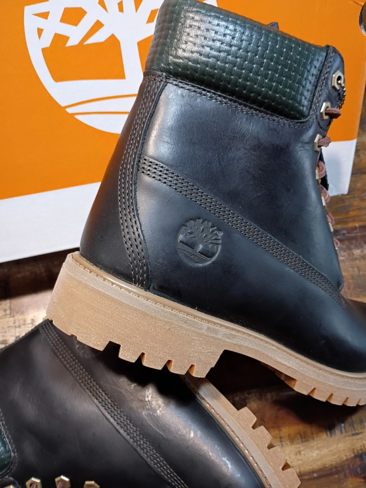 Mens Timberland Premium 6 Waterproof BOOTS Dk. GREEN FULL GRAIN LEATHER Sz 9.0
