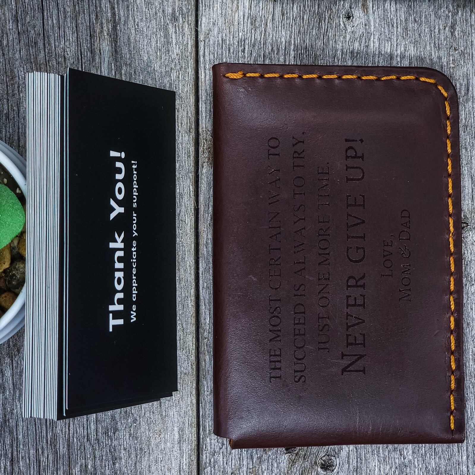 Full Grain Leather Business Card Holder Slim Front Pocket Card Holder Engraving