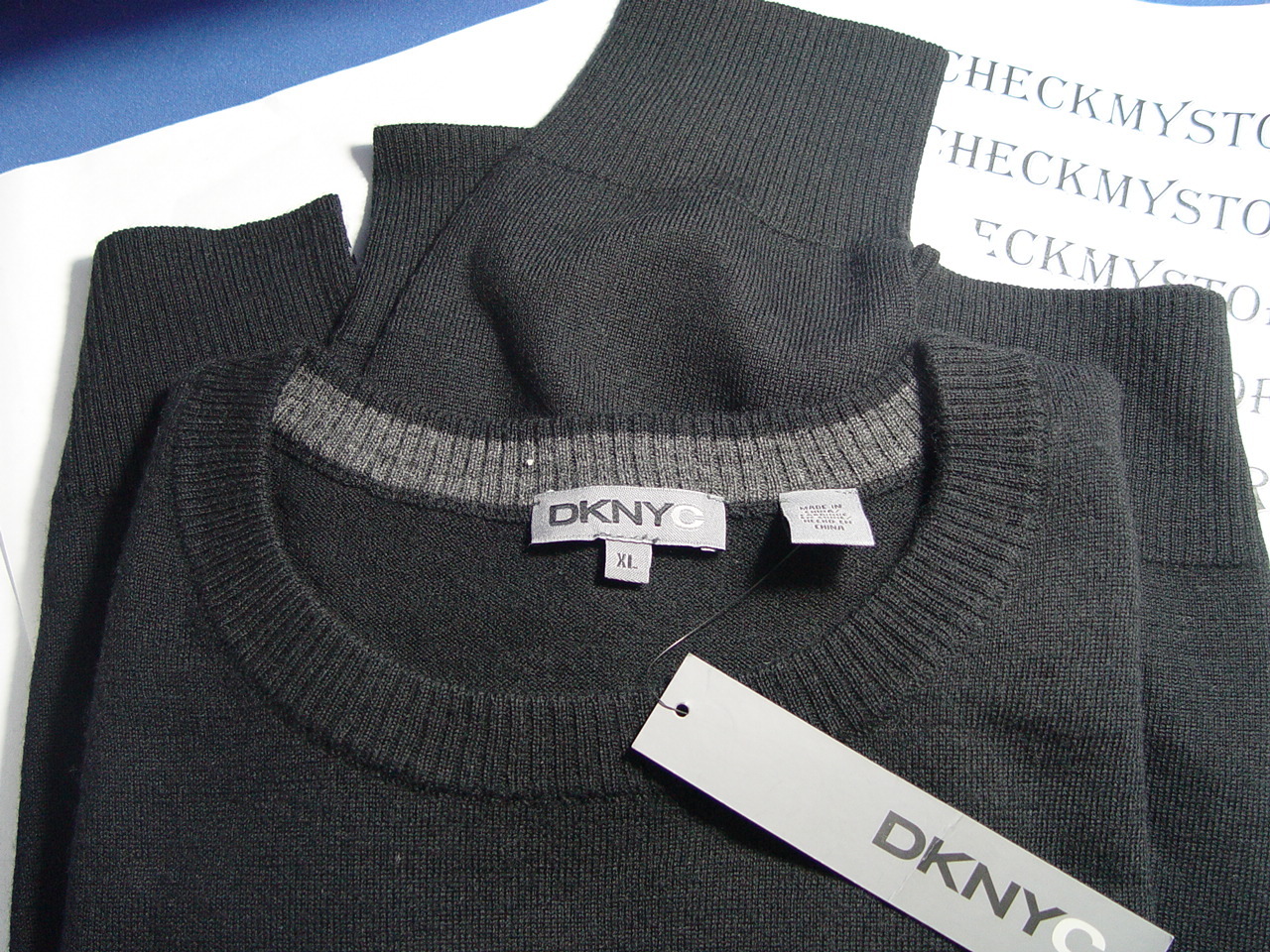 NWT DKNY DESIGNER MEN’S MERINO WOOL SWEATER BLACK OR GREY M L XL XXL XXXL