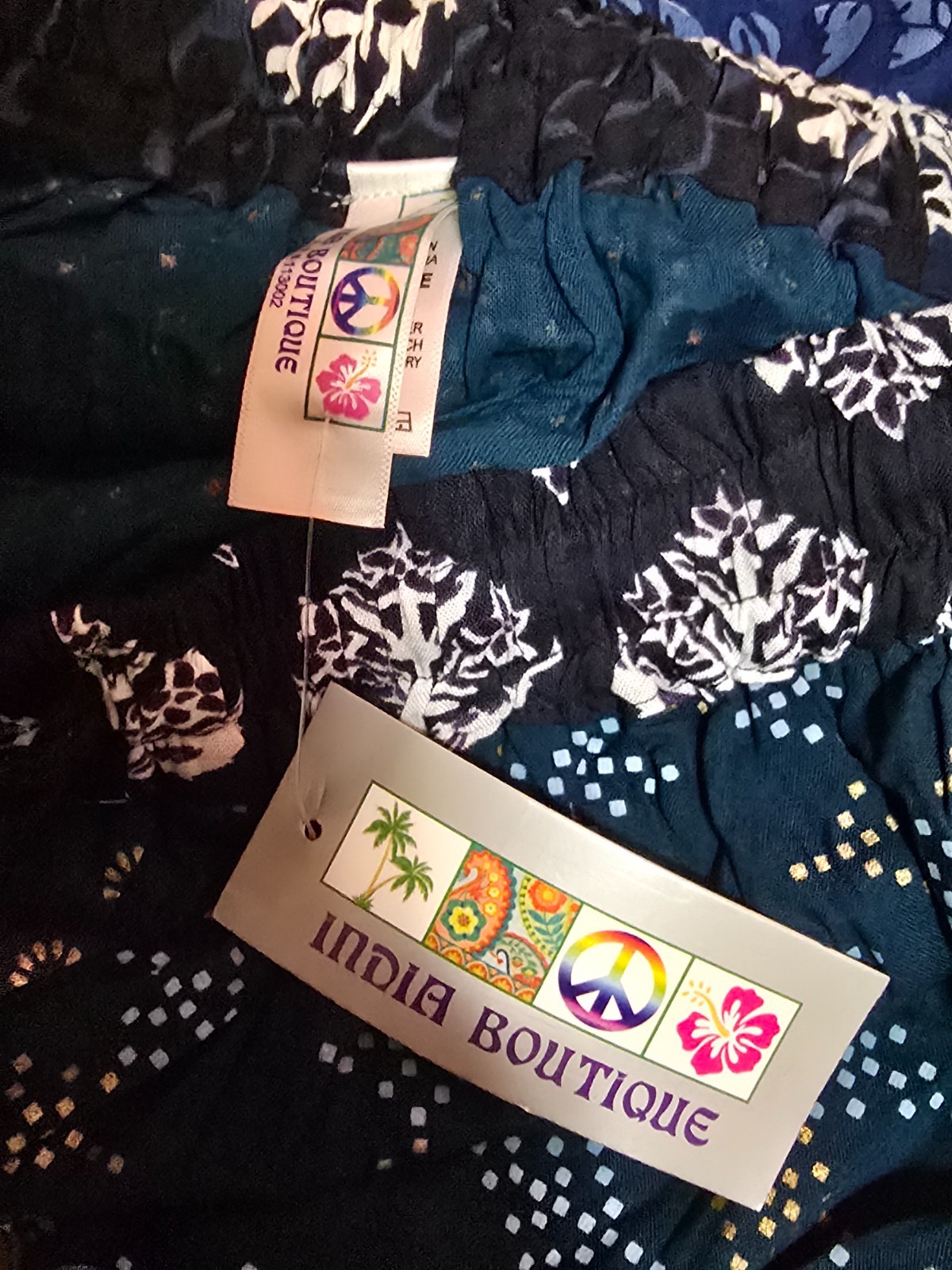 India Boutique Gauzy Maxi Skirt One-Size white, many shades of blues, pink, boh