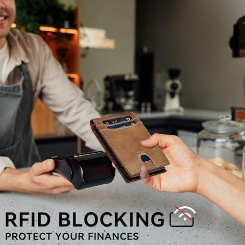 Card Wallet for Men Slim: Smart Rfid Minimalist Front Pocket Pop up Wallet with