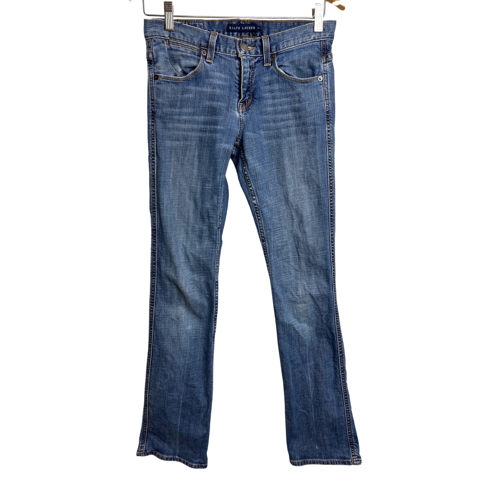 Ralph Lauren Women’s Bootcut Jeans Size 28 Blue Stretch Denim Embroidered A48