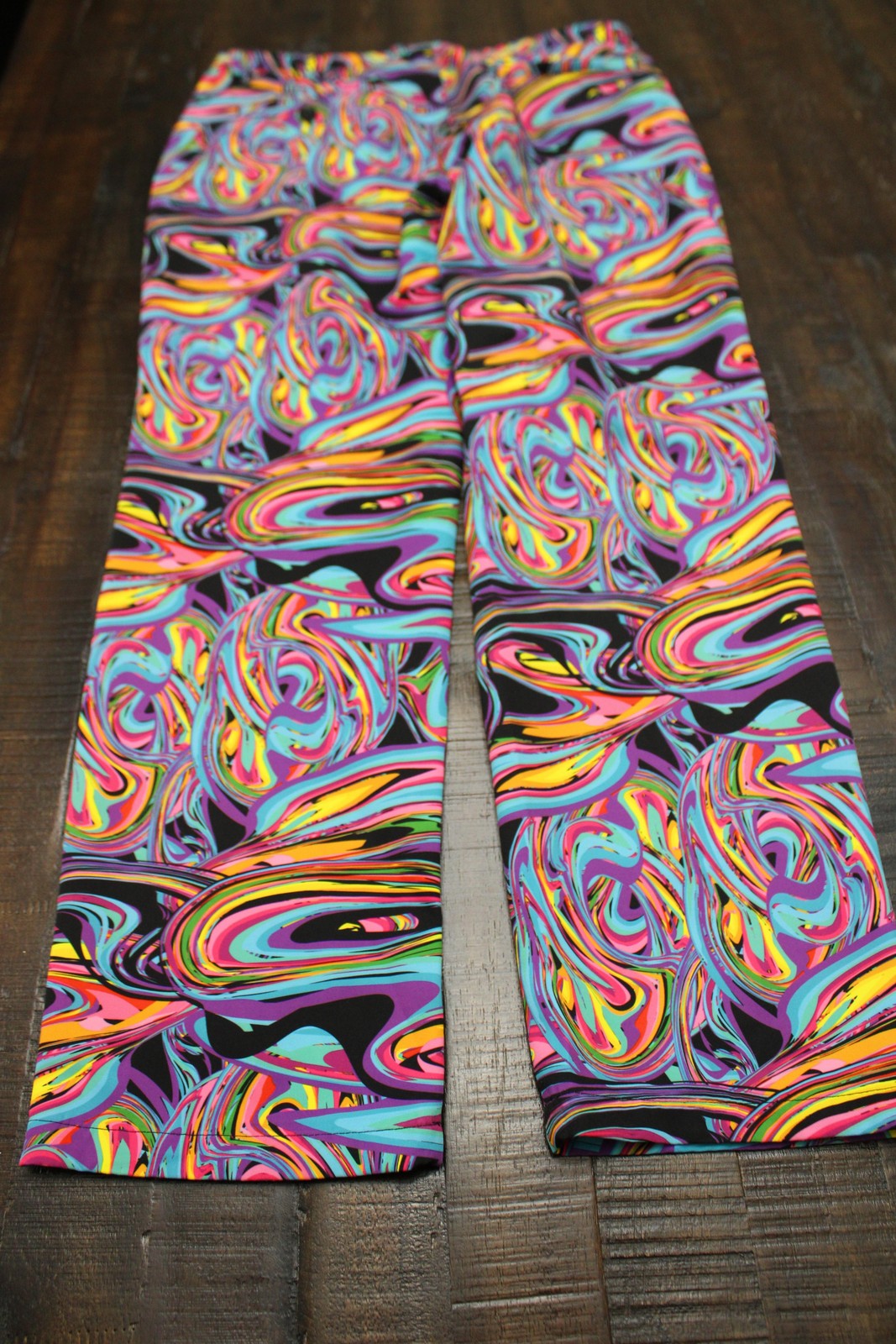 Hreski Pants Mens 34×30 Multicolor Psychedelic Swirl Chino Golf Casual Fun
