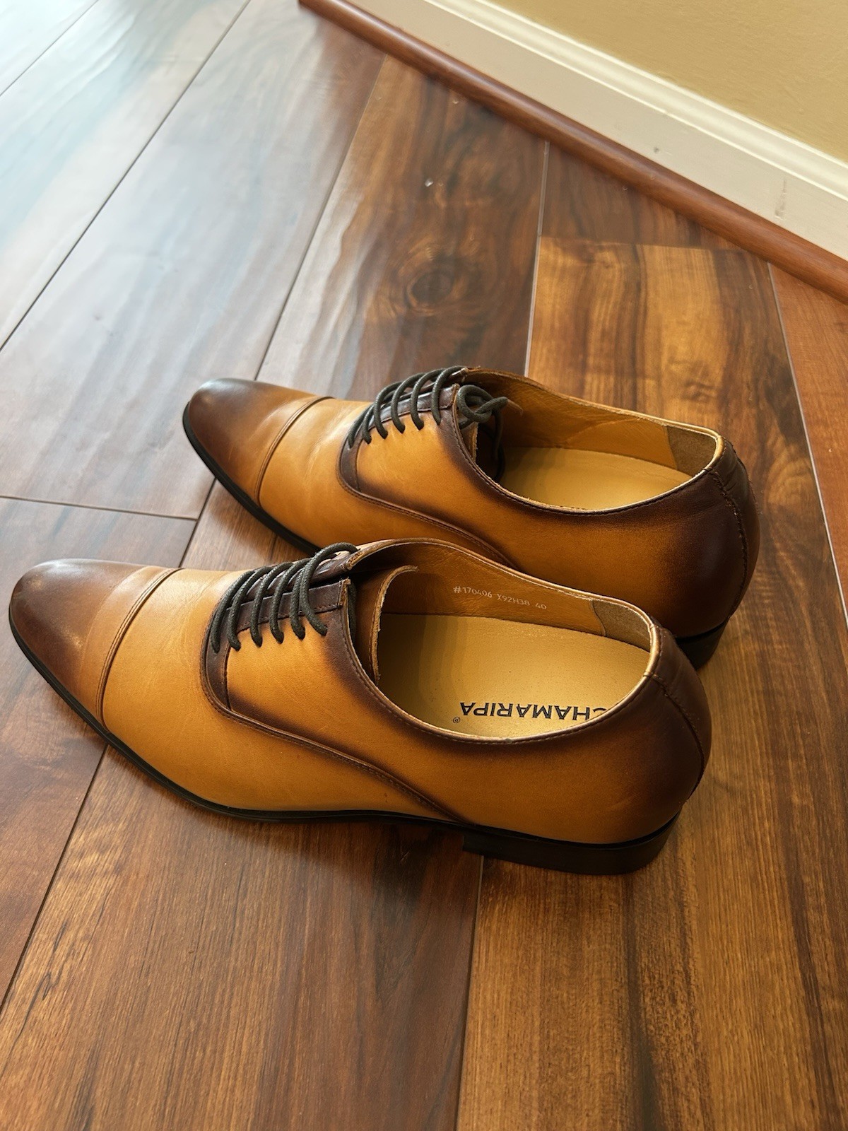 ChamARIPA Men’s Oxford Dress Shoes Size 40 EU Brown Leather Worn Once