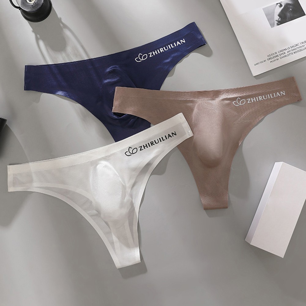 Men Sexy Seamless Briefs Thong Underwear Low Waist Comfortable Thin Underpant US