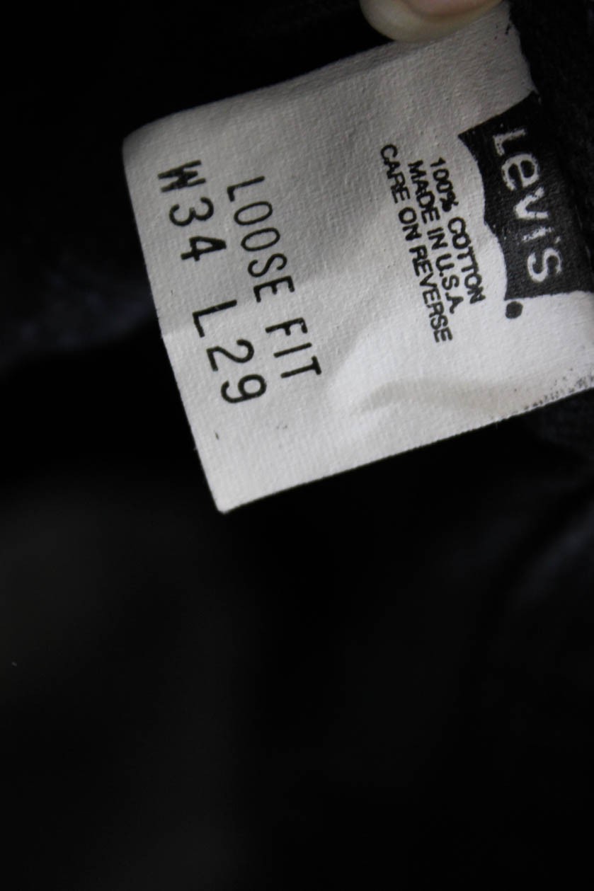 Levis Mens Cropped Tapered Jeans Black Button 29in Inseam Size 34