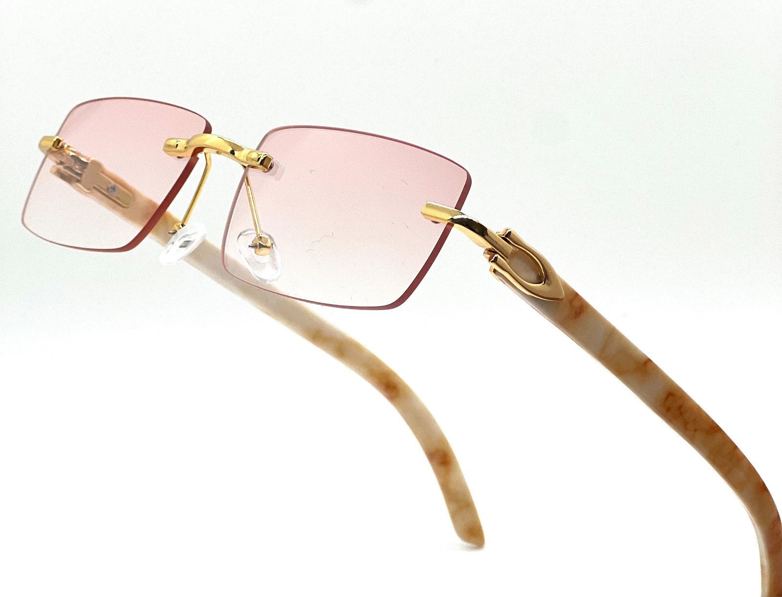 Mens Classy Style Wood Buff Retro 90s Hip Hop Rapper Gangster Rimless Sunglasses