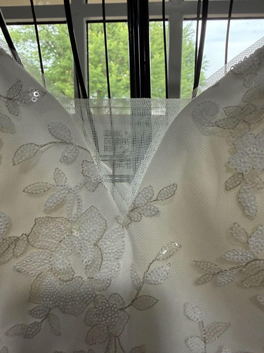 DB Studio Sequin Floral A-Line Wedding Dress