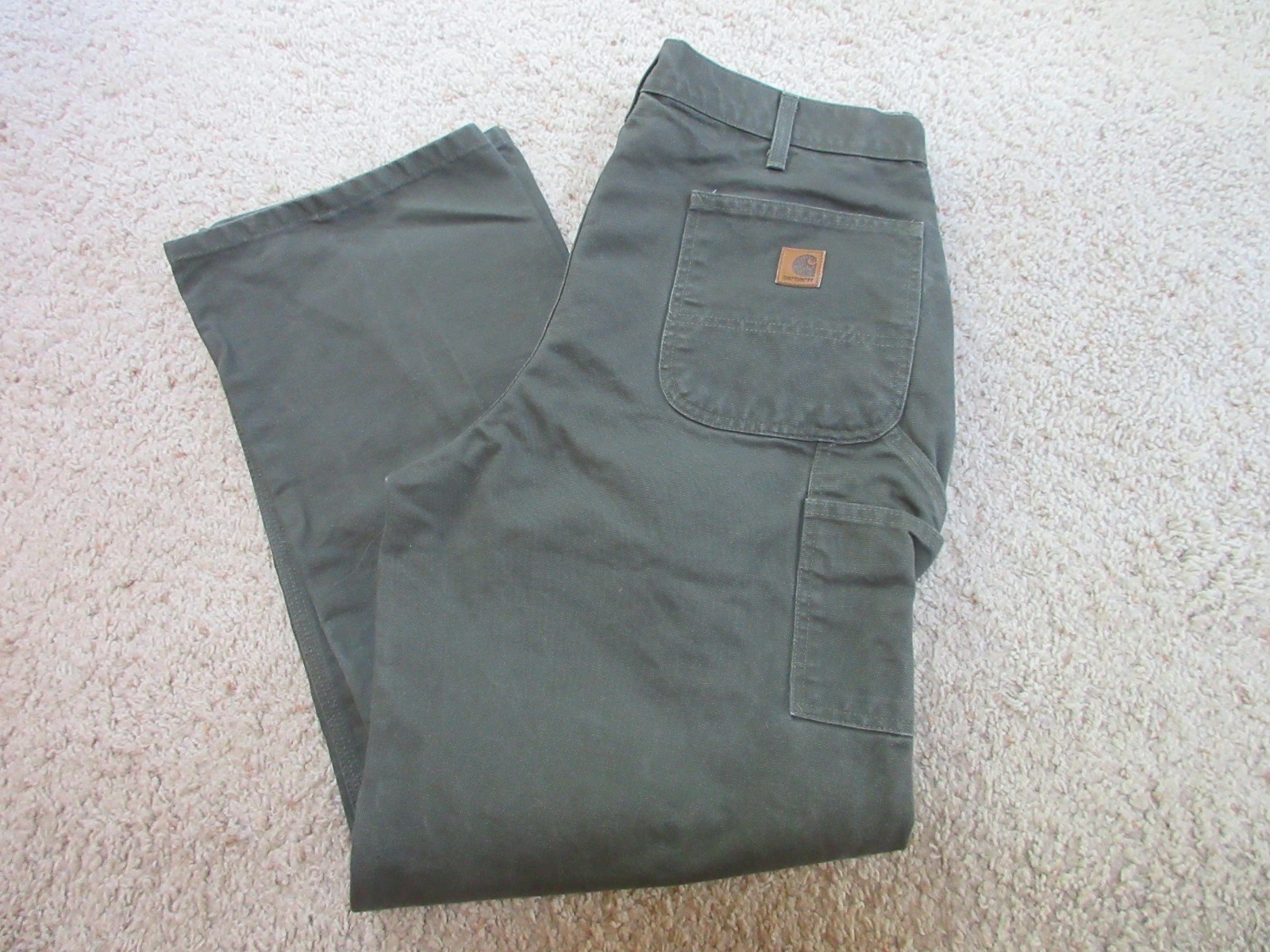 Carhartt Men’s Dungaree Fit Carpenter Pants Size 36×32 B11 MOS Green – EUC!