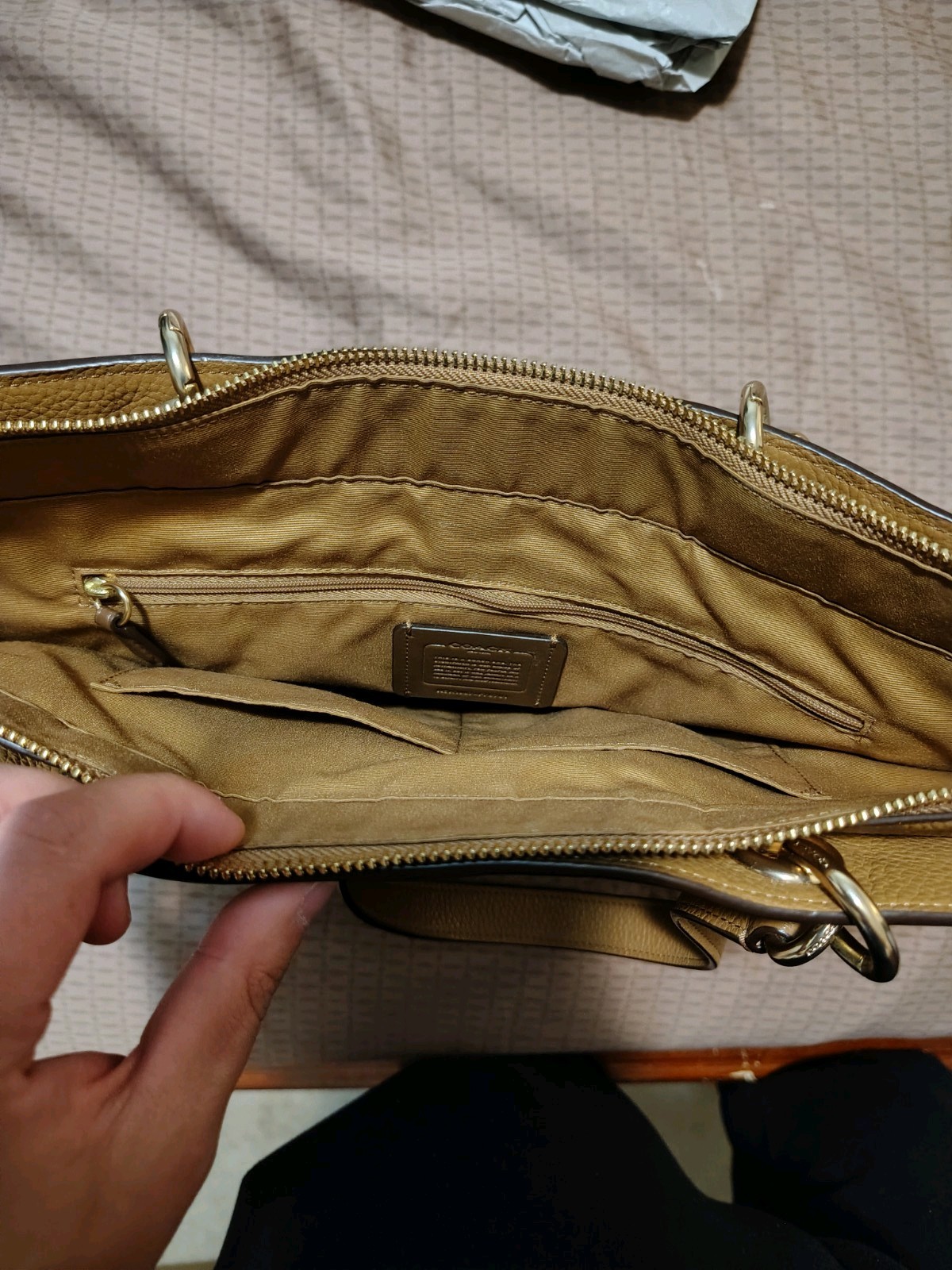 COACH BAG F76701 Jes Tote Saddle Brown Pebbled Leather Shoulder Bag Open Box