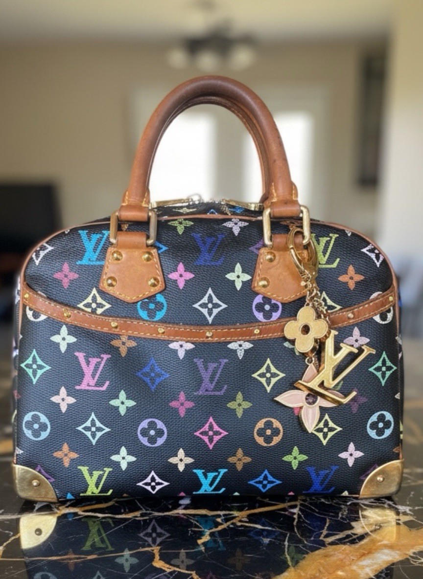🍒ICONIC BAG LOUIS VUITTON TROUVILLE TAKASHI MURAKAMI MULTICOLOR BLACK AUTH 🍓