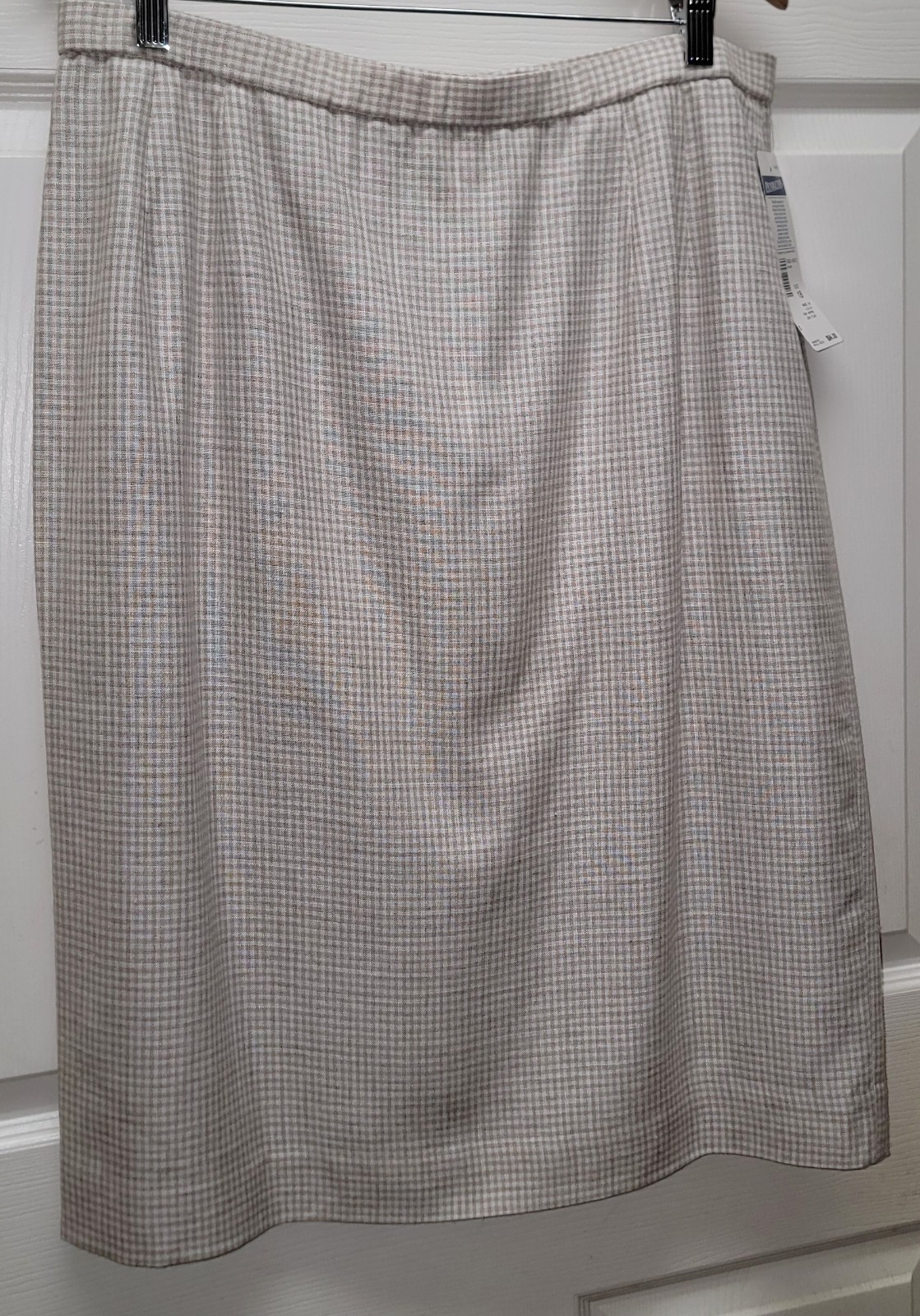 70s Vintage Pendleton Beige Red Plaid Deadstock Wool Straight Midi Skirt Size 16
