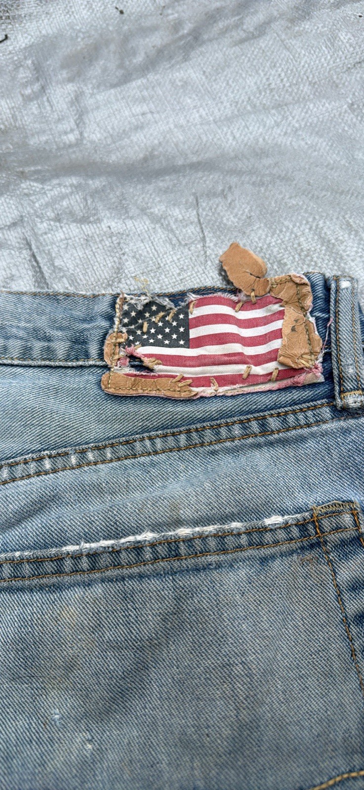 Polo Ralph Lauren Mens Distressed Light Wash Straight Leg Denim Jeans Blue