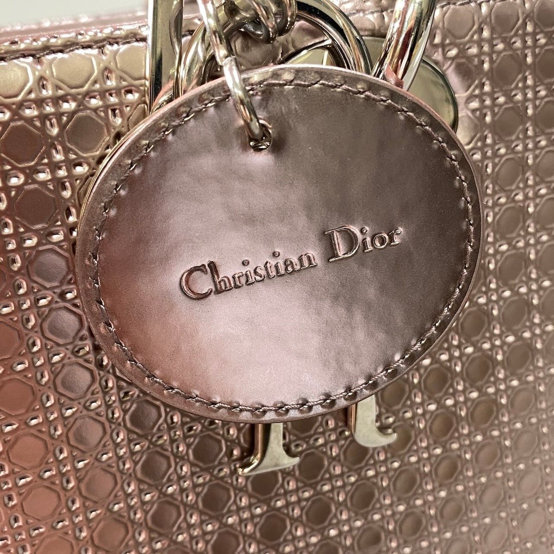 E18 Christian Dior Lady Handbag Metallic Pink Women Bag TA1 Used AYAN-0