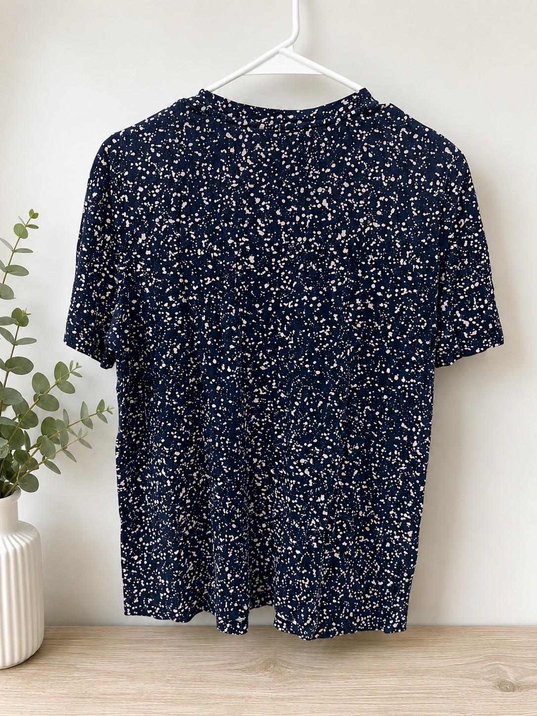 Tory Burch Women’s Navy Blue Speckled Logo T-Shirt Top Size M