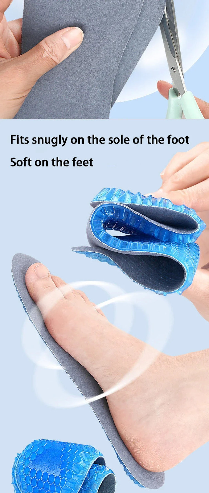 1 Pair Silicone Gel Soft Insoles Outdoor Sports Running Insole Elastic Shock-abs