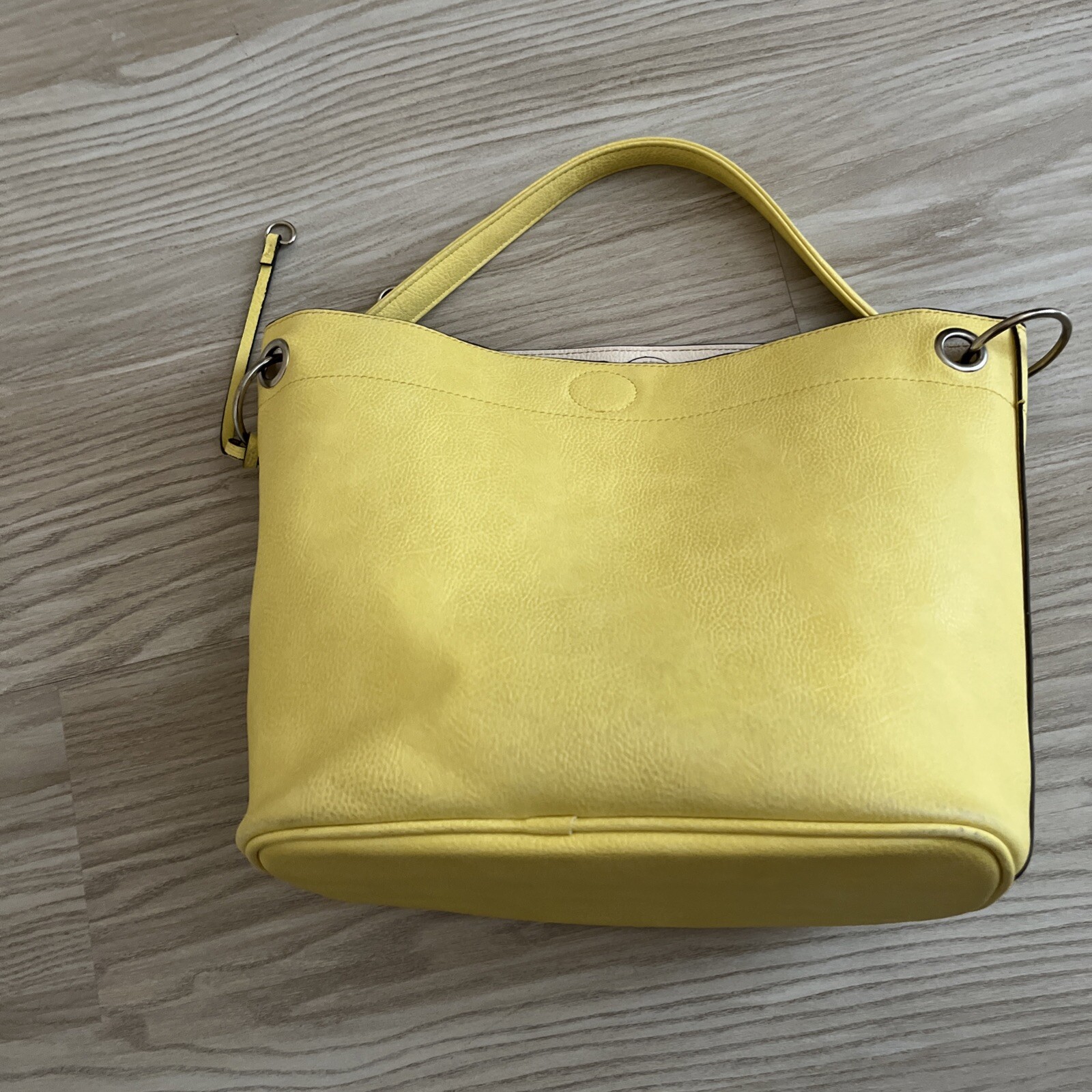 Yellow Shoulder Tote Vegan Leather LG Bag 12″W x 11″H x 7″D~7″ Strap Drop