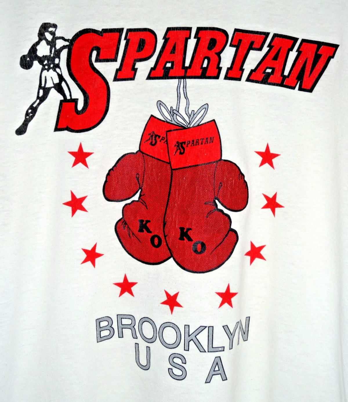 Vintage Spartan Boxing Gym Brooklyn New York Shirt Large 80s 90s Paper Thin Tee
